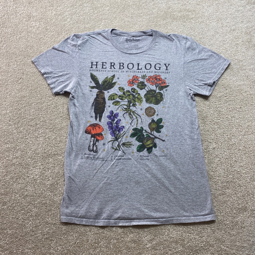 Harry Potter Shirt Kids S/P Gray Herbology Hogwarts School Graphic Tee
